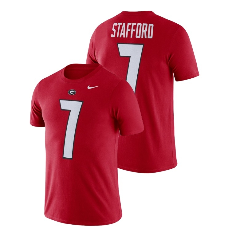 Georgia Bulldogs Men's NCAA Matthew Stafford #7 Red Name & Number Nike Performance College Football T-Shirt ZNG8149DZ